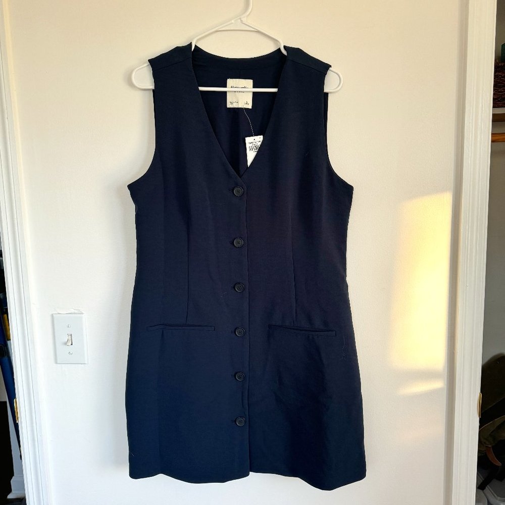 NWT Abercrombie Navy Blazer Vest Dress Buttondown